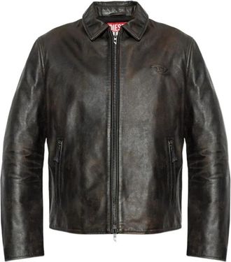 Diesel Calf Leather Jacket - Heren - Leren en Su&egrave;de Jassen - Bruin - XL - Leer - Jassen