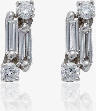 Suzanne Kalan 18K White Gold Cluster Diamond Stud Earrings - Womens - Diamond/18kt White Gold