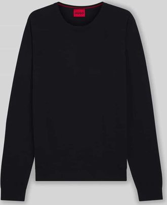 HUGO BOSS Regular Fit Strickpullover aus Merinowolle Modell SAN CEDRIC in Marine, Größe XXL