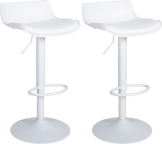 Clp Lote De 2 Taburetes De Bar Aveiro Imitaci&oacute;n Cuero Blanco