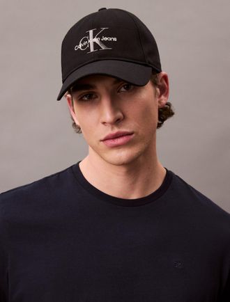 Calvin Klein Jeans Baseball Cap CALVIN KLEIN JEANS MONO LOGO EMBRO CAP, Herren, schwarz, Stoff, Baumwolle, unifarben, Caps Baseball Cap, mit Logostickerei