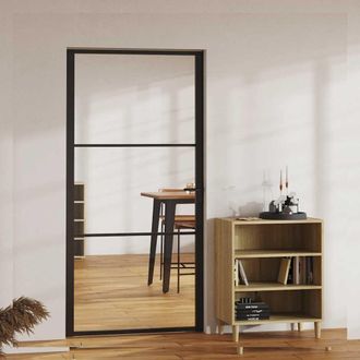 vidaXL Vidaxl - Puerta Interior Vidrio Esg Y Aluminio Negro 102,5x201,5 Cm