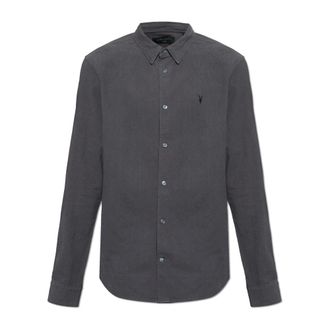 AllSaints Lovell Shirt - Heren - Casual Overhemden - Grijs - L - Katoen - Overhemden