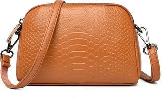 Generic Cowhide Bags, Compatible For Women Simple Handbag And Purses Female Travel Totes Solid Color Genuine Leather Fashion Shoulder(Yellow)