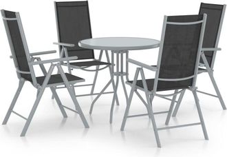 vidaXL 5 Piece Garden Dining Set Aluminium and Textilene Silver vidaXL