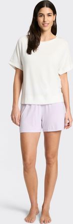 HUGO BOSS Shorty BOSS Element Short Set, Damen, Gr. XXL, open lila 553, Obermaterial: 95% Viskose, 5% Elasthan, unifarben, normal normal, Rundhals, Homewear-Set