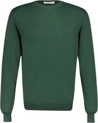 Boglioli Groene Katoenen Gebreide Trui - Heren - Ronde hals truien - Groen - 2XL - Katoen - Truien & Vesten