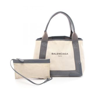 Balenciaga Gray Ivory Canvas Leather Tote Bag (Pre-Owned)