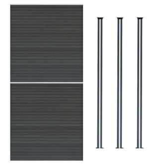 MonsterShop Composite Fence Panels & LED Posts 6ft x 11.5ft - Grey