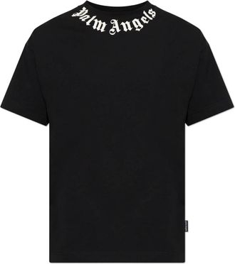 Palm Angels Katoenen T-shirt met Logoprint - Heren - T-shirts - Zwart - S - Katoen - Tops
