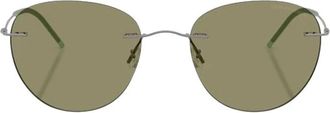 Giorgio Armani Ronde Metalen Zonnebril - Heren - Zonnebrillen - Grijs - 53 MM - Accessoires