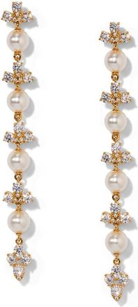Nadri Faux Pearl Long Linear Drop Earrings in Gold at Nordstrom