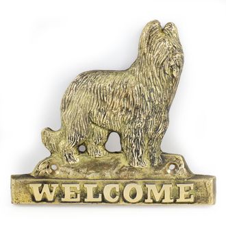 OEM Pastor Franc&eacute;s De Brie, Berger De Brie: Placa De Bienvenida De Lat&oacute;n Con Un Perro, Placa De Bienvenida &Uacute;nica Con La Inscripci&oacute;n Welcome De Art-dog
