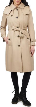 London Fog Water Resistant Belted Trench Coat with Removable Liner in Stone at Nordstrom, Size X-Small