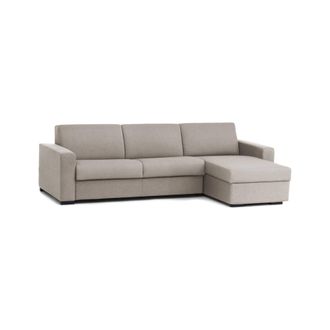 Talamo Italia Sof&aacute; Fijo Debora, Sof&aacute; De Esquina, 100% Made In Italy, Sof&aacute; Sala De Estar, Con Contenedor Reversible Peninsula, En Tela Acolchada, Con Reposabrazos De