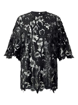 Roberto Cavalli floral-lace top - Black