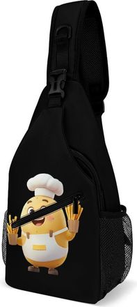 Generic Potato Chef with French Fries Mens Shoulder Bags Sling Crossbody Backpack Travel Hiking Chest Bag with Small Side 38x20cm