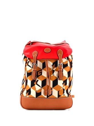 Gucci Interlocking G Patch Flap Buckle Printed Nylon with Canvas and Leather backpack - Bruin