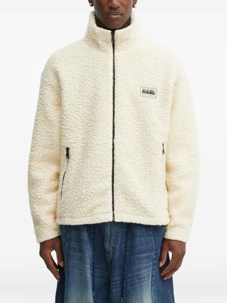 Napapijri x Martine Rose zip logto-patch sweatshirt - men - Wool/Acrylic/Polyester - L - Neutrals