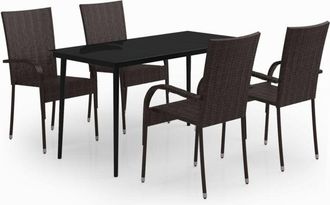 vidaXL Juego De Comedor De Jard&iacute;n 5 Piezas Con Cojines Marr&oacute;n Y Negro Vidaxl