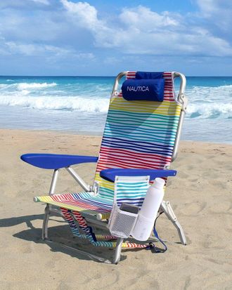 Nautica 5-Position Aluminum Beach Chair With Extra Comfort Cushion Pillow