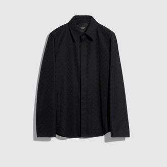 Gucci GG Cotton Canvas Shirt, Size 44, Black