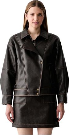 Liu Jo Jassen, Dames, Bruin, S, Leer, Ramoneska Jacket