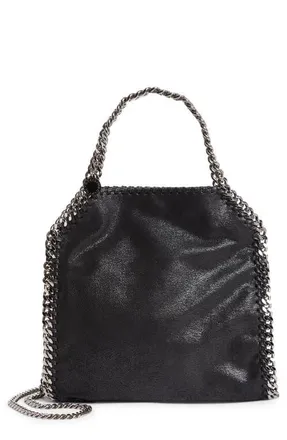 Stella McCartney Mini Falabella Faux Leather Tote in Black W/Silver at Nordstrom