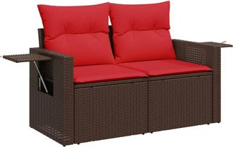 vidaXL Garden Sofa with Cushions 2-Seater Brown Poly Rattan vidaXL