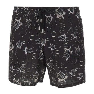 Vilebrequin Beachwear, male, Black, Size: XL Bubble Turtles 3D Swim Shorts