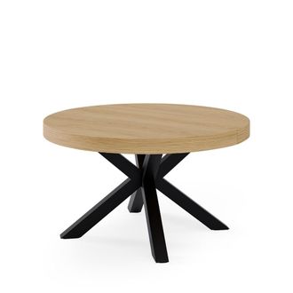 Koketto Home Mesa redonda extensible con tapa de 100 cm roble y patas negras
