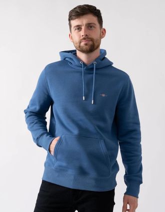 GANT Mens GANT Mens Regular Fit Shield Logo Pullover Hoodie - 442 Vintage Blue - Size: 40
