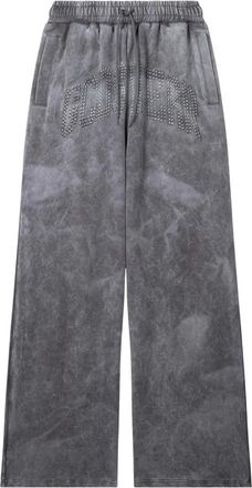 GCDS Studded Logo Jogger Pants - Heren - Wijde Broeken - Grijs - XL - Katoen - Broeken