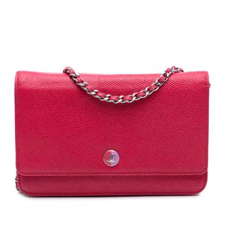 Chanel Tweedehands Kaviaar Bicolor CC Wallet On Chain