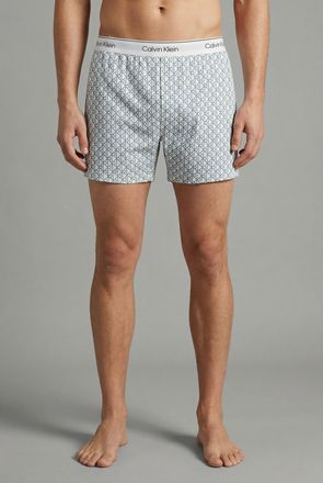 Calvin Klein Underwear Schlafshorts BOXER TRAD, Herren, Gr. XL (54), N-Gr, icon cotton emblem chalk, gulf blau, Single Jersey, Obermaterial: 100% Baumwolle, CALVIN KLEIN UND