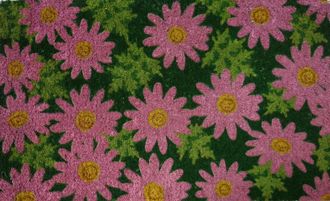 Imports Decor Daisy Flower Coir Doormat, Handwoven Coconut Fiber Door Mat with Floral Design for Indoor Outdoor Use