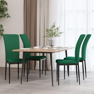 vidaXL Sedie da Pranzo 4 pz Verde Scuro in Velluto - Vidaxl