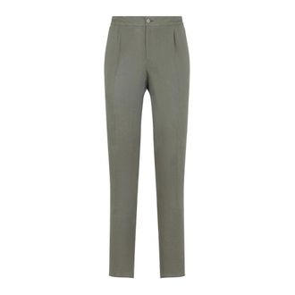 Kiton Slim-fit Trousers, male, Green, Size: XL Pleated Trousers