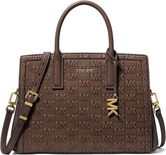 Michael Kors Laila Medium Satchel Satchel Womens Handbags Chocolate, Leather