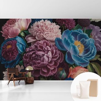 Tulup Tapete Vliestapete Mit Kleber - Modernes Design - Wohnungsdeko - Geruchslos - Langlebig Bunte Blumen 416x254 Cm