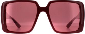 Gucci vierkant dames bordeauxrood met zilver spiegel GG1692S