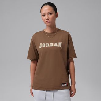 Nike Jordan Womens Jordan Brooklyn Graphic T-Shirt in Brown | IO1080-265