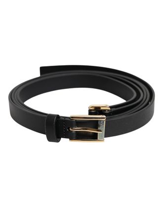 Dolce & Gabbana Mens Black Classic Gold Metal Logo Buckle Belt Leather - Size 100 cm