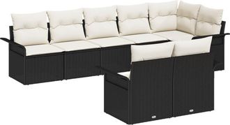 vidaXL Garden Sofa Set with Cushion 8 pcs Black Poly rattan Vidaxl