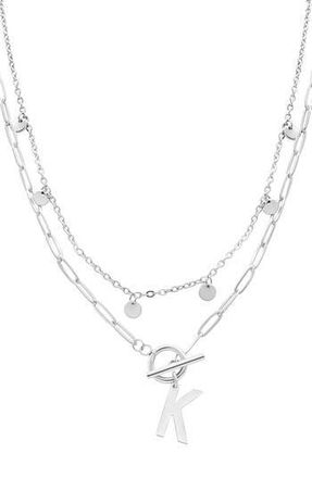 Adornia Toggle Initial Pendant Layered Necklace in Silver-K at Nordstrom Rack