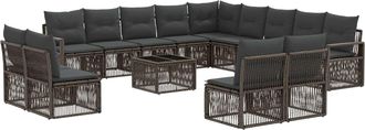 vidaXL Conjunto De Sof&aacute;s De Jard&iacute;n 14 Uds. Gris Rat&aacute;n Sint&eacute;tico Vidaxl
