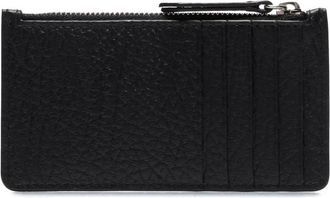 Maison Margiela Zwarte leren portemonnee met vier stiksels - unisex - Portefeuilles - Zwart - ONE Size - Leer - Accessoires