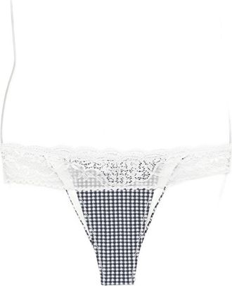 Frankies Bikinis Lea Gingham Lace-trim Bikini Bottoms