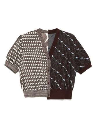 JNBY panelled cardigan - women - Polyamide/Cotton - S - Brown