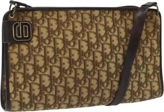 Dior Pre-owned Shoulder Bags, female, Brown, Size: ONE SIZE Pre-owned Vintage Trotter Canvas Shoulder Bag
